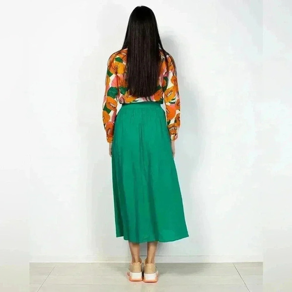 Nice Things orange tropical papaya print cotton blouse size 40/small - Picture 2 of 6